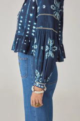 Maison Hotel sora blouse in shibori ink
