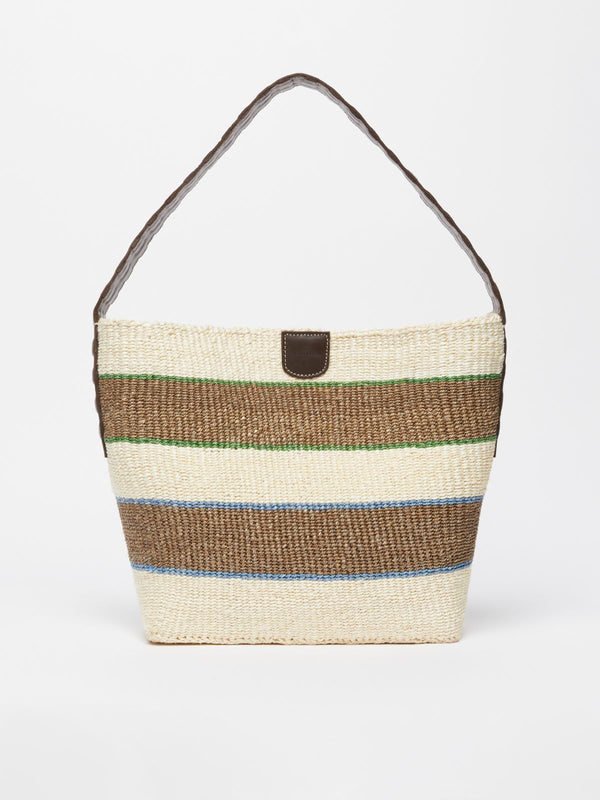 WEEKEND MAX MARA SISAL & LEATHER TOTE