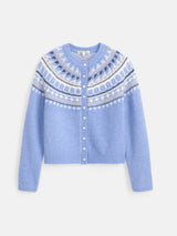 ALEX MILL FAIR ISLE CARDIGAN IN CORNFLOWER